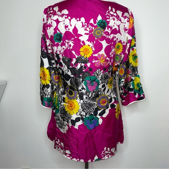 Helios & Luna Silk Floral Tunic Top Blouse Size 6 - Picture 5 of 16